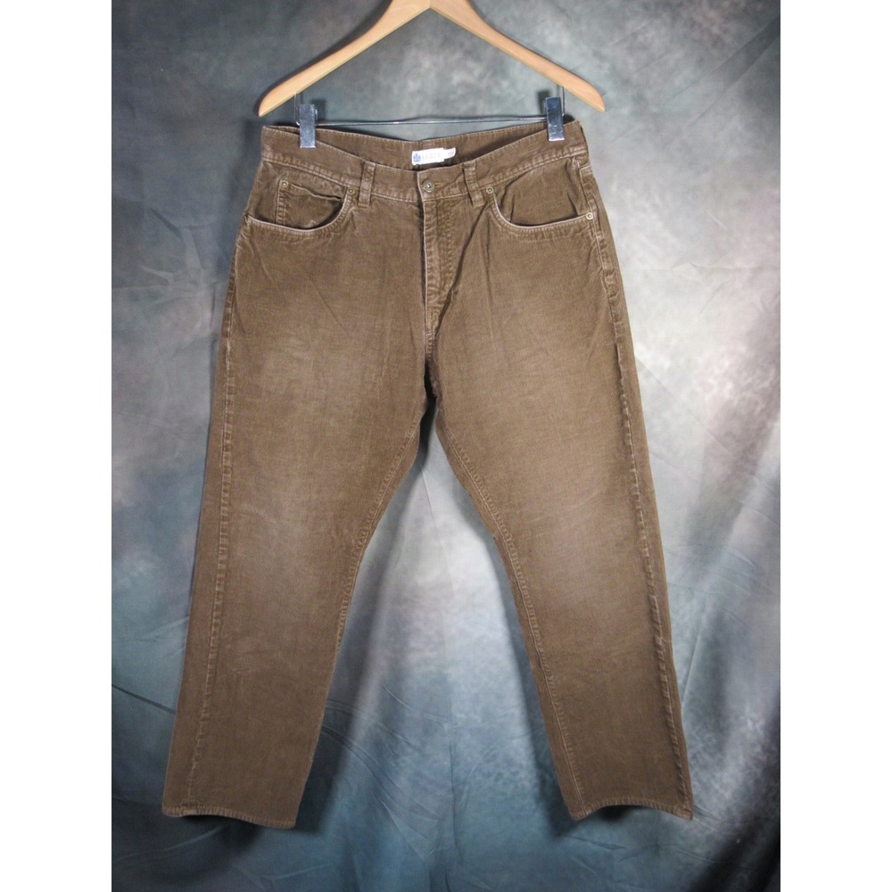 J.Crew Mens Brown Corduroy Pants 34x30 Straight Leg Cotton Trousers Classic